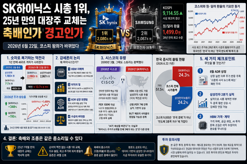 SK하이닉스 시총 1위, 25년 만의 대장주 교체는 축배인가 경고인가