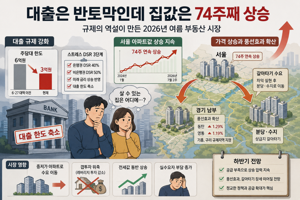 대출 규제 강화 속에서도 상승세를 이어가는 서울 아파트 단지 전경