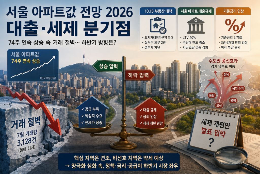 서울 아파트값 전망을 상징하는 서울 도심 아파트 단지 전경