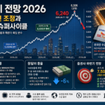 코스피 전망을 나타내는 2026년 코스피 지수 상승 그래프와 반도체 이미지