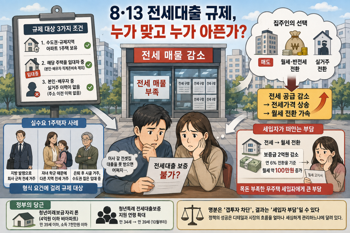 8·13 전세대출 규제 발표 이후 매물이 줄어든 서울 아파트 단지 앞 부동산 중개업소의 전세 안내문