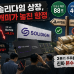 솔리다임 상장 이슈로 급락한 SK하이닉스 주가 차트와 낸드 SSD 반도체 이미지