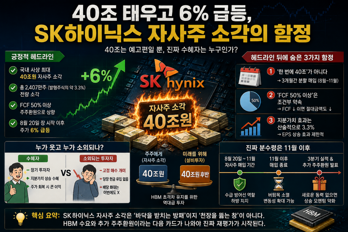 SK하이닉스 자사주 소각 40조원 발표를 알리는 반도체 기업 이미지