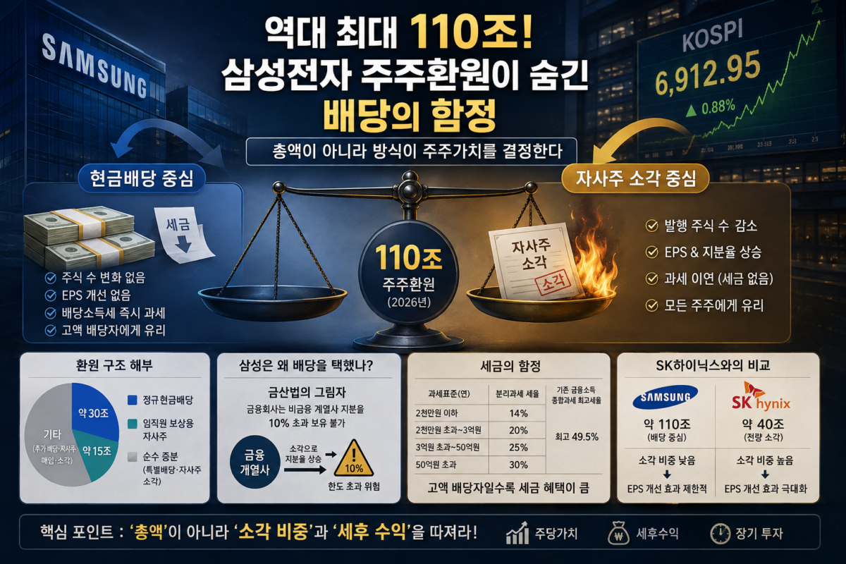 삼성전자 주주환원 발표 이후 상승세를 보인 삼성전자 주가 전광판