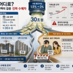 8·13 부동산 대책 발표 이후 서울 아파트 단지와 은행 대출 창구를 배경으로 한 이미지